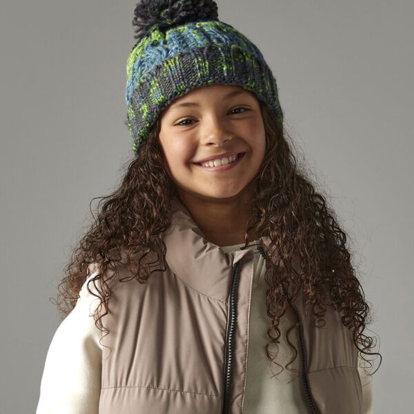 Infant/junior corkscrew pom pom beanie Thumbnail