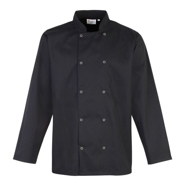Studded front long sleeve chef's jacket Thumbnail